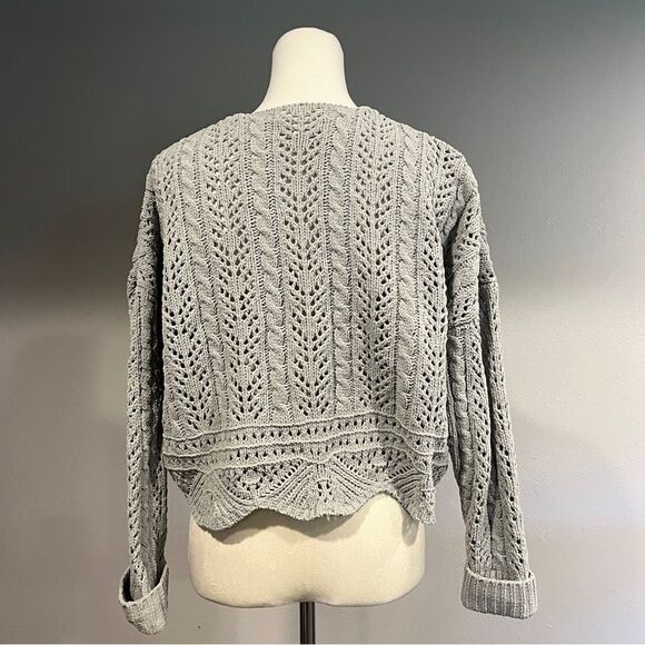 Jessica Simpson crop long sleeve open cardigan size medium very pale dust green - Picture 5 of 12